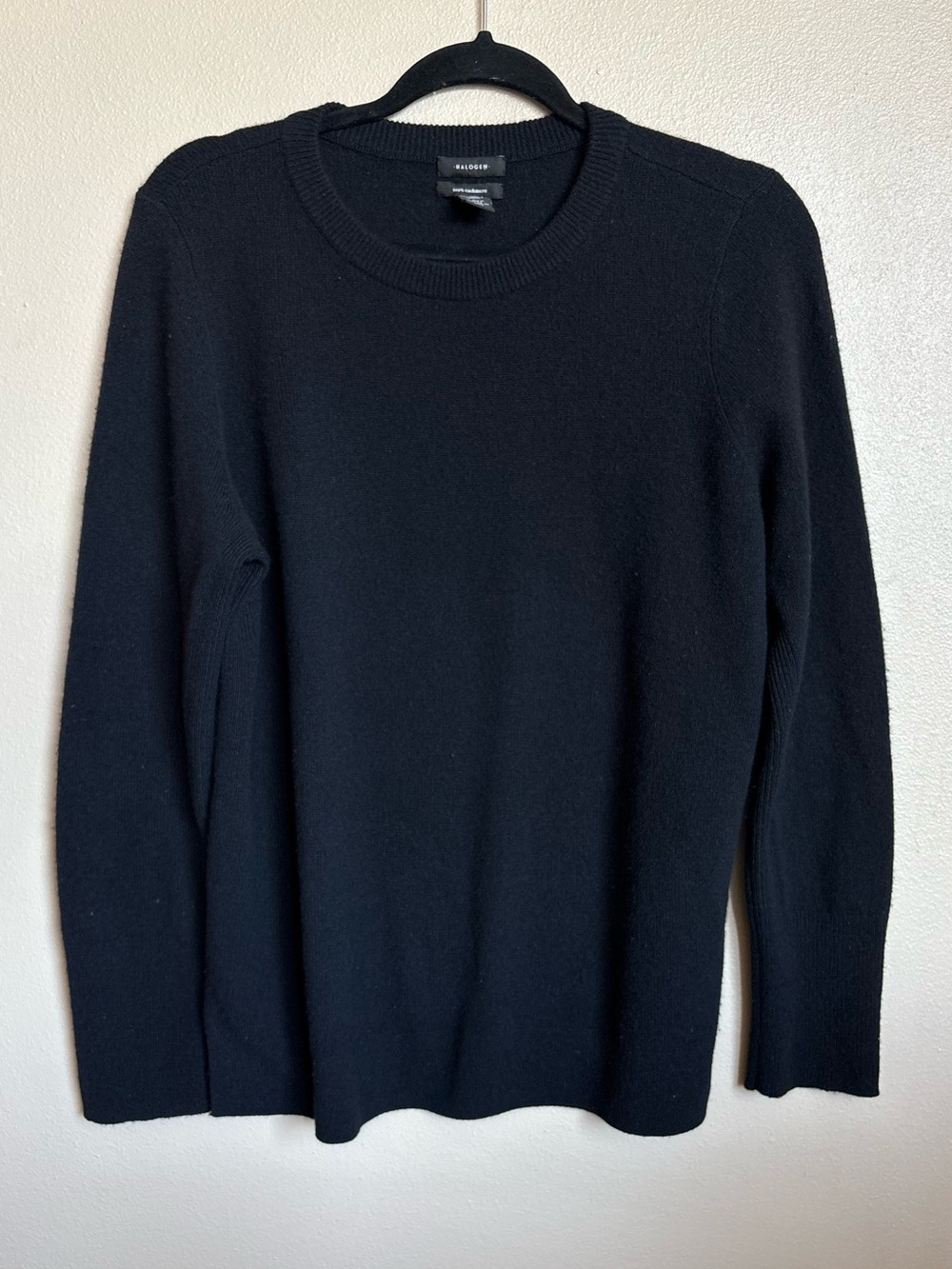 Halogen 100% Cashmere Sweater Black‎ Crewneck Soft Classic